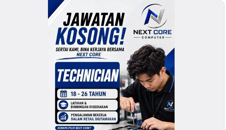 Jawatan Juruteknik di Next Core Computer (1/1)